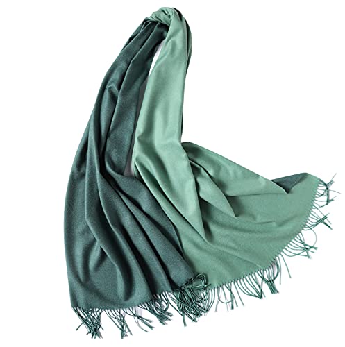 YAOMEI Unisex Damen Herren Pashmina Schal Schlauchschal, 2020 Winter Feinstrick Halstücher Stolen Umschlagtücher Schal Warmes Halstuch (1-Grün-blau) von YAOMEI