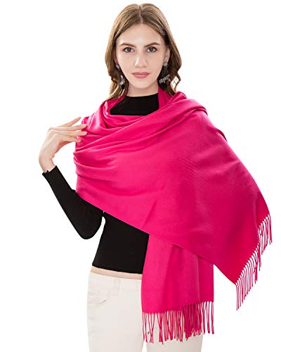 YAOMEI Unisex Damen Herren Pashmina Schal Schlauchschal, 2020 Winter Feinstrick Halstücher Stolen Umschlagtücher Schal Warmes Halstuch (2-Rose) von YAOMEI