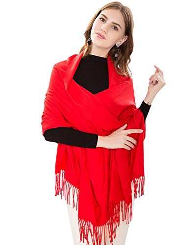 YAOMEI Unisex Damen Herren Pashmina Schal Schlauchschal, 2020 Winter Feinstrick Halstücher Stolen Umschlagtücher Schal Warmes Halstuch (2-Rot) von YAOMEI