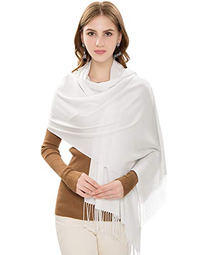 YAOMEI Unisex Damen Herren Pashmina Schal Schlauchschal, 2020 Winter Feinstrick Halstücher Stolen Umschlagtücher Schal Warmes Halstuch (2-Weiß) von YAOMEI