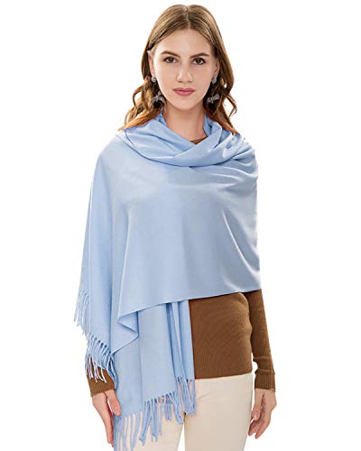 YAOMEI Unisex Damen Herren Pashmina Schal Schlauchschal, 2020 Winter Feinstrick Halstücher Stolen Umschlagtücher Schal Warmes Halstuch (Himmelblau) von YAOMEI