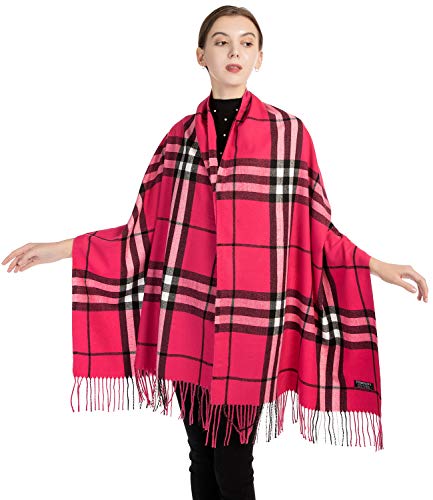 YAOMEI Unisex Damen Herren Pashmina Schal Schlauchschal, 2020 Winter Feinstrick Halstücher Stolen Umschlagtücher Schal Warmes Halstuch (Lattice-Rose) von YAOMEI