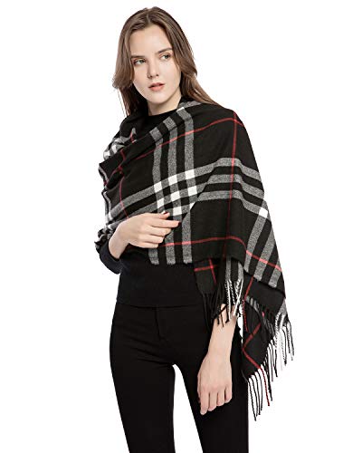 YAOMEI Unisex Damen Herren Pashmina Schal Schlauchschal, 2020 Winter Feinstrick Halstücher Stolen Umschlagtücher Schal Warmes Halstuch (Lattice-Schwarz) von YAOMEI