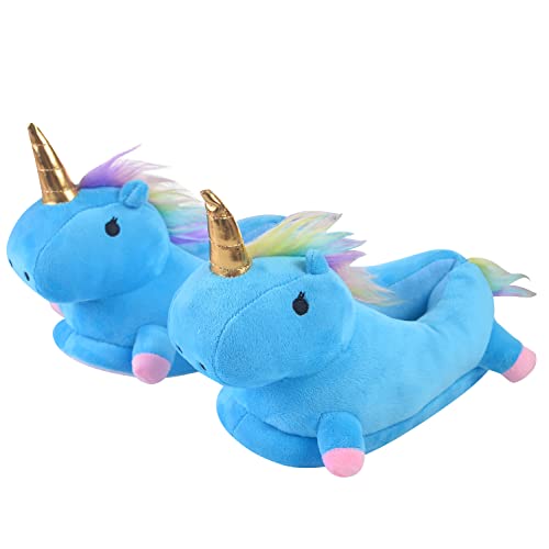YAOMEI Unisex Hausschuhe Kinder Junge Mädchen, 3D Einhorn Weiche Pantoffeln Plüsch Krabbelschuhe Babyschuhe Winter Karikatur Leicht rutschfeste Slippers (Einhorn 12, Numeric_34) von YAOMEI