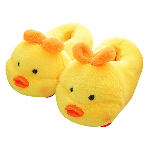 YAOMEI Unisex Hausschuhe Kinder Junge Mädchen, 3D Einhorn Weiche Pantoffeln Plüsch Krabbelschuhe Babyschuhe Winter Slippers (Chick, little_kid, one_size, alpha, eu_footwear_size_system, medium) von YAOMEI