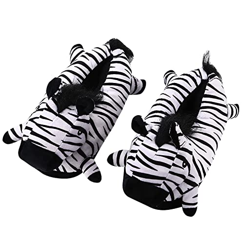 YAOMEI Unisex Hausschuhe Kinder Junge Mädchen, 3D Einhorn Weiche Pantoffeln Plüsch Krabbelschuhe Babyschuhe Winter Slippers (Zebra, Little_Kid, one_Size, Alpha, eu_Footwear_Size_System, medium) von YAOMEI