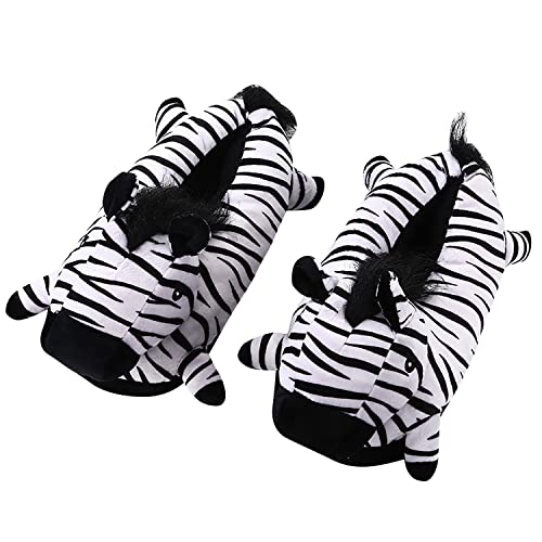 YAOMEI Unisex Hausschuhe Kinder Junge Mädchen, 3D Einhorn Weiche Pantoffeln Plüsch Krabbelschuhe Babyschuhe Winter Slippers (Zebra, little_kid, one_size, alpha, eu_footwear_size_system, medium) von YAOMEI