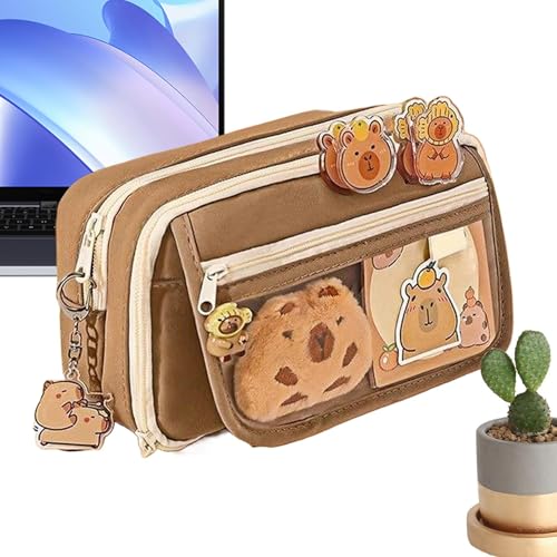 YAOPIU Capybara Stifte-Etui,Stylische Stiftmappe | Geräumige Schultasche Federmäppchen Für Schüler Mit Haftnotizen Aufklebern Stiften Und Lineal von YAOPIU