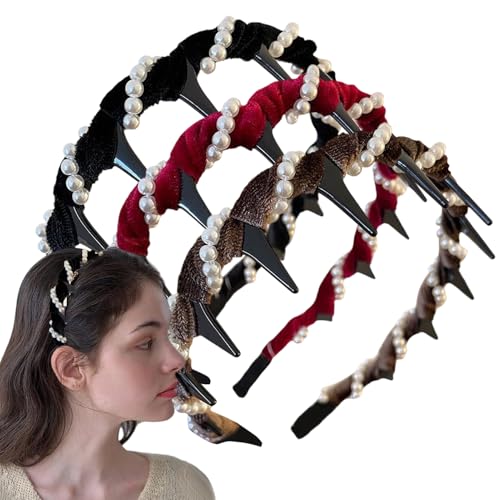 YAOPIU Perlen Stirnband | 3 Teile Party Haarband | Zähne Haarreif Für Frauen Mädchen Hochzeit Date Party Arbeit Abendessen Bankett Schule von YAOPIU