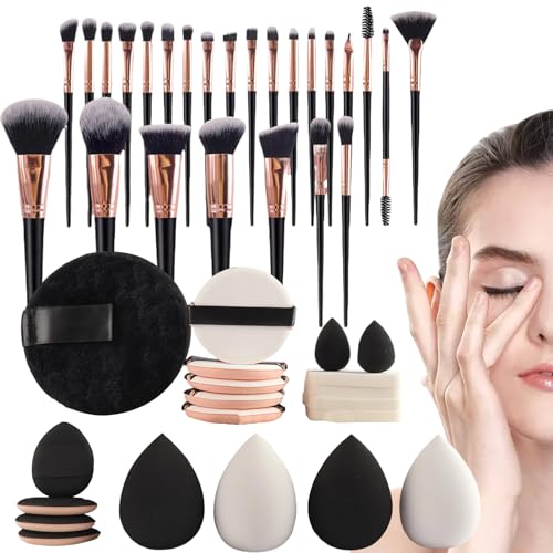 YAOPIU Reise Kosmetik Set - 45 Teile Makeup Pinsel Set Mit Puderquaste Für Damen Unterwegs - Make-up Hilfe für Unterwegs Reisen Business von YAOPIU