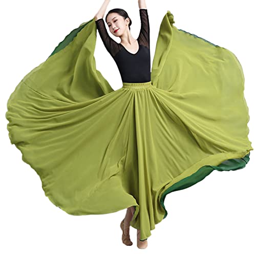 Damen 720-Grad Großer Swing Rock Chiffon Reversibel Tanzrock Maxirock Sommer Langer Rock Bauchtanz Kostüm Frauen Bauchtanz Moderner Tanz Ballsaaltanz Flamenco Karneval Bühnen Performance Röcke I S von YAOTT