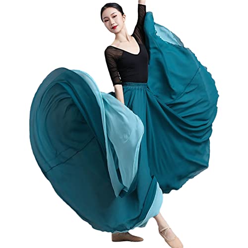 Damen 720-Grad Großer Swing Rock Chiffon Reversibel Tanzrock Maxirock Sommer Langer Rock Bauchtanz Kostüm Frauen Bauchtanz Moderner Tanz Ballsaaltanz Flamenco Karneval Bühnen Performance Röcke J S von YAOTT