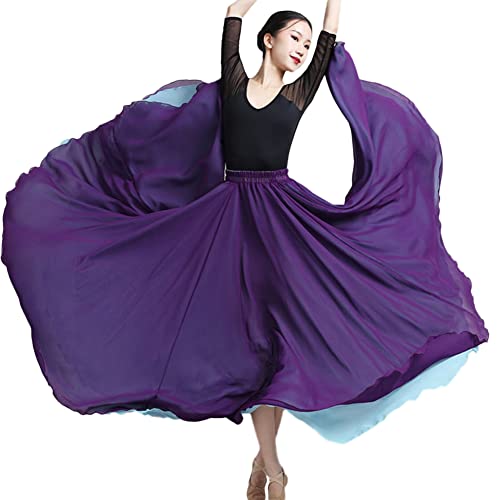 Damen 720-Grad Großer Swing Rock Chiffon Reversibel Tanzrock Maxirock Sommer Langer Rock Bauchtanz Kostüm Frauen Bauchtanz Moderner Tanz Ballsaaltanz Flamenco Karneval Bühnen Performance Röcke M M von YAOTT