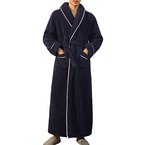 Damen Herren Kuschelfleece Bademantel ohne Kapuze,Unisex Korallen Vlies Saunamantel,Luxus Morgenmantel Lang Flauschig Superweich,Kuschelige Schalkragen Hausmantel Loungewear Nachtwäsche Männer C 3XL von YAOTT