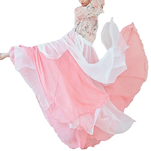 Damen Langer Rock Chiffon Maxirock Wickelrock Große Swing Röcke Tänzerin Tanzrock mit Schlitz Ballerina Latein Tango Flamenco Bauchtanz Kostüm Moderner Tanz Gesellschaftstanz Performance Kleidung H XL von YAOTT