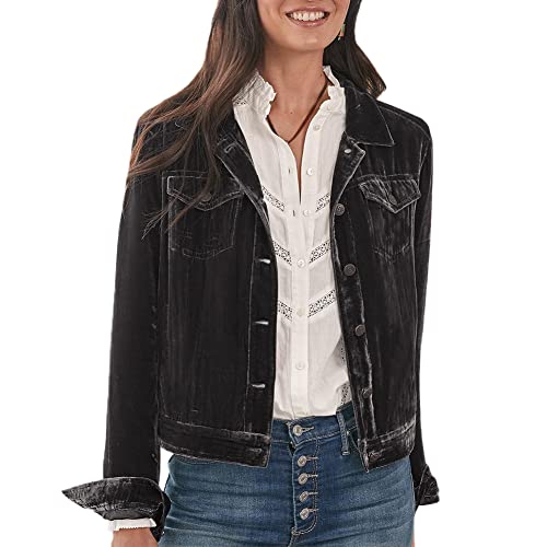 Damen Velvet Jacke Einfarbig Revers Knopf Samt Jacke Vintage Cargo Jacke Frühling Herbst Kurz Mantel Arbeitsjacke Casual Vorne Offen Cardigan Strickjacke Damenjacke Büro Jacke Farbe F L von YAOTT