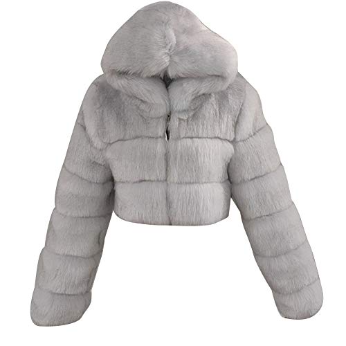 Damen Winter Elegant Kurz Faux Fox Pelzjacke Pelzmantel Langarm Gefälle Parka Cardigan Mantel Kunstfell Jacke Kapuzenjacke Ben XS von YAOTT