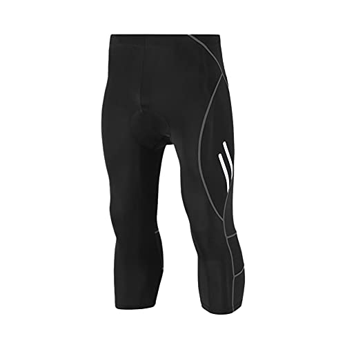 Herren 3/4 Radhose,Sports Fahrradhose Reflektierende Kompression Radlerhose Männer Tights Radsport Hose Elastische Atmungsaktive Leggings Sporthose mit 3D Schwamm Gelpolster für Outdoor Radfahren 3XL von YAOTT