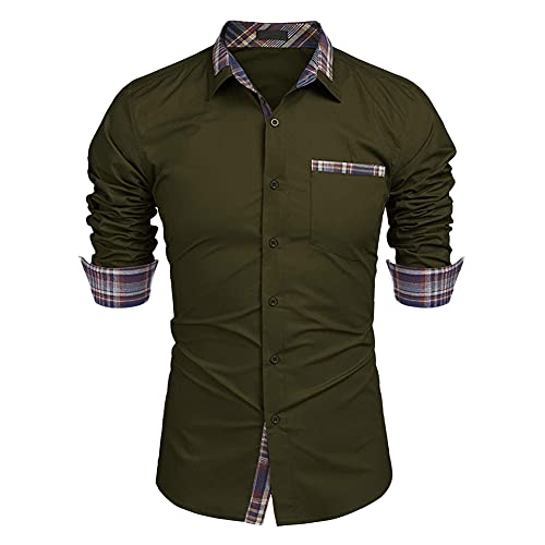 Herren Hemd Einfarbig Langarm Regular Fit Hemden Freizeithemd aus Baumwolle Männer Langarmhemd Kentkragen Business Freizeit Shirt Slim Fit Herrenhemden von YAOTT
