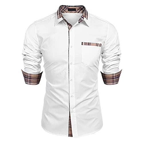 Herren Hemd Einfarbig Langarm Regular Fit Hemden Freizeithemd aus Baumwolle Männer Langarmhemd Kentkragen Business Freizeit Shirt Slim Fit Herrenhemden von YAOTT