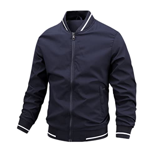 Herren Jacke Stehkragen Bomberjacke Leicht Freizeitjacke Sportlich Leichte Windbreaker Übergangsjacke,Blau,L von YAOTT