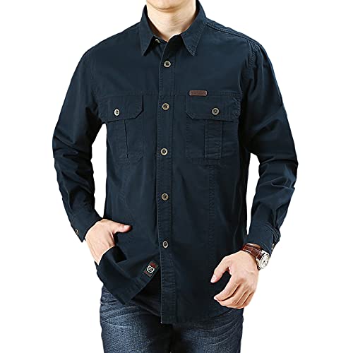 Herren Tactical Hemd Militär Hemd Funktionshemd Outdoor Langarm Hemd Atmungsaktiv Armee Hemd Männer Freizeithemde Angelhemd Arbeitshemd Cargo Shirts Frühling Herbst Lose Langarmhemd mit Taschen von YAOTT