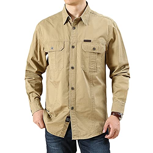 Herren Tactical Hemd Militär Hemd Funktionshemd Outdoor Langarm Hemd Atmungsaktiv Armee Hemd Männer Freizeithemde Angelhemd Arbeitshemd Cargo Shirts Frühling Herbst Lose Langarmhemd mit Taschen von YAOTT