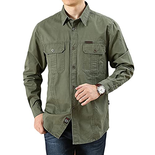 Herren Tactical Hemd Militär Hemd Funktionshemd Outdoor Langarm Hemd Atmungsaktiv Armee Hemd Männer Freizeithemde Angelhemd Arbeitshemd Cargo Shirts Frühling Herbst Lose Langarmhemd mit Taschen von YAOTT