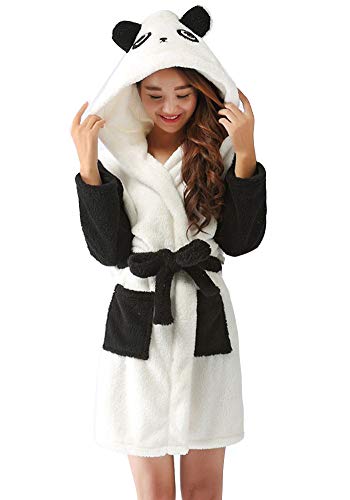 Kinder Tier geformt Fleece-Bademantel mit Kapuze Badetuch Weich Kapuzenhandtuch Flanell Nachtwäsche Schlafanzug 7-13 Jahre Panda S von YAOTT