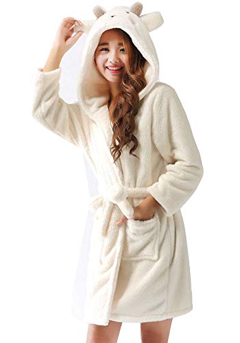 Kinder Tier geformt Fleece-Bademantel mit Kapuze Badetuch Weich Kapuzenhandtuch Flanell Nachtwäsche Schlafanzug 7-13 Jahre Schaf S von YAOTT