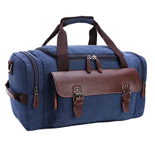 Vintage Handtasche Sporttasche Weekender Umhängetasche Freizeittasche Handgepäck Für Frauen & Männer Dunkelblau 46 * 23 * 25CM von YAOTT