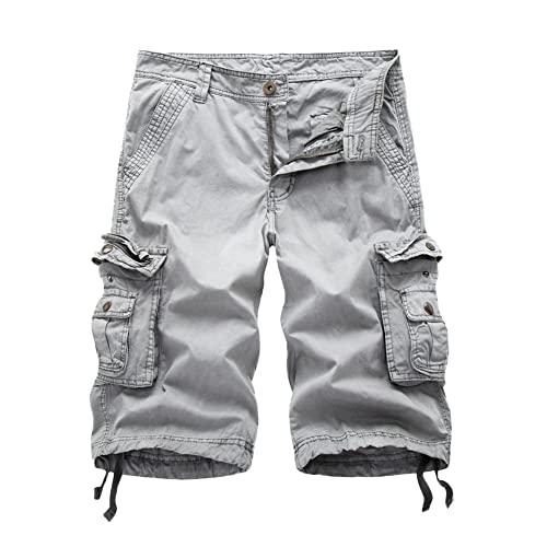 YAOTT Classics Shorts Herren Kurze Hosen Baumwolle Sommer Vintage Bermuda Shorts Outdoor Casual Multi Taschen Cargo Shorts Männer Arbeitsshorts Kurze Cargohose Wanderhose Anglerhose 7XL von YAOTT