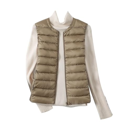 YAOTT Damen Daunenweste Leichte Dünne Steppjacken Ärmellose Übergangsjacke Steppweste Daunen Steppjacke Outdoor Gefüttert Pufferjacke,Champagner,L von YAOTT