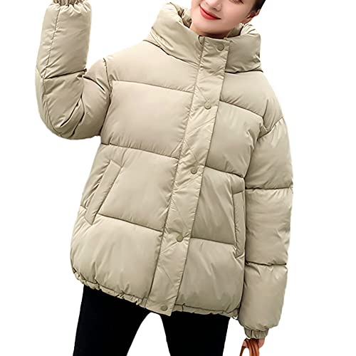 YAOTT Damen Jacke Puffer Jacket Cropped Winterjacke Warm Kurz Jacke Mantel Steppjacke Übergangsjacke Gesteppt Steppmantel mit Kapuze Winddichte Outdoorjacke Stil B L von YAOTT