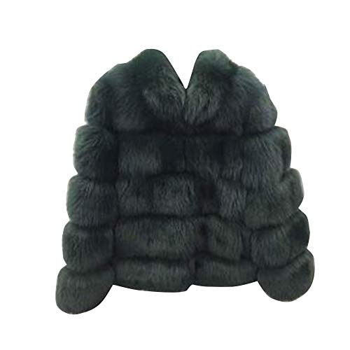 YAOTT Damen Kurz Flauschiges Kunstfuchsfell Stehkragen Langarm Luxus Parka Outwear Jacke Große Größen Kunst Fellmantel Elegant Warm Kunstfell Pelzmantel Dunkelgrün M von YAOTT