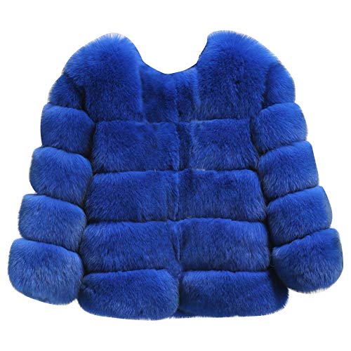 YAOTT Damen Kurz Kunstpelzmantel Lässig Dicke Kunstpelz Dick Cardigan Jacke Große Größen, Jacke Winterjacke Outwear Warm Pelzjacke Pelzmantel Blau L von YAOTT