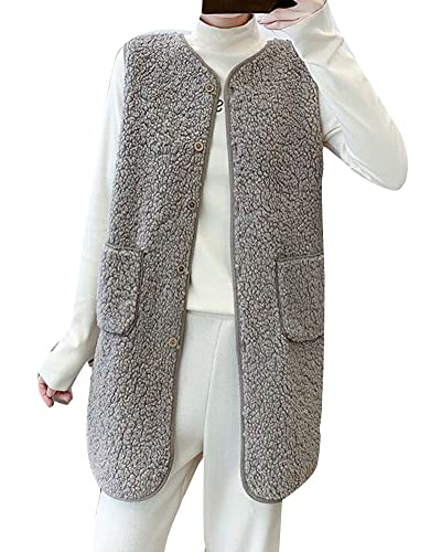 YAOTT Damen Lange Mantel Lammweste Herbst Winter Samt Kunstpelz Fellweste Jacke Winterjacke Einfarbig Weste Westen Plüsch Weste Körperwärmer Sherpa Ärmellose Jacke Khaki XL YAOTT Damen Lange Mantel Lammweste Herbst Winter Samt Kunstpelz Fellweste Jacke Winterjacke Einfarbig Weste Westen Plüsch Weste Körperwärmer Sherpa Ärmellose Jacke Khaki XL von YAOTT