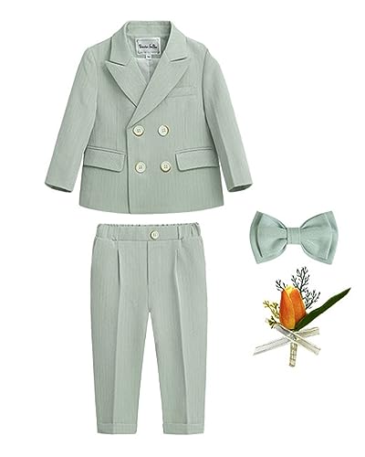 YAOTT Gentleman-Anzug Jungen Britischer Stil Smoking-Blazer Hochzeit Taufe Jacke Hose Formeller Anzug Kostümpartykleidung Outfits-Set für Hochzeits-Abschlussball Grün4XLLX von YAOTT