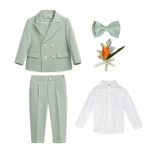 YAOTT Gentleman-Anzug Jungen Britischer Stil Smoking-Blazer Hochzeit Taufe Jacke Hose Formeller Anzug Kostümpartykleidung Outfits-Set für Hochzeits-Abschlussball Grün5XLCLX von YAOTT