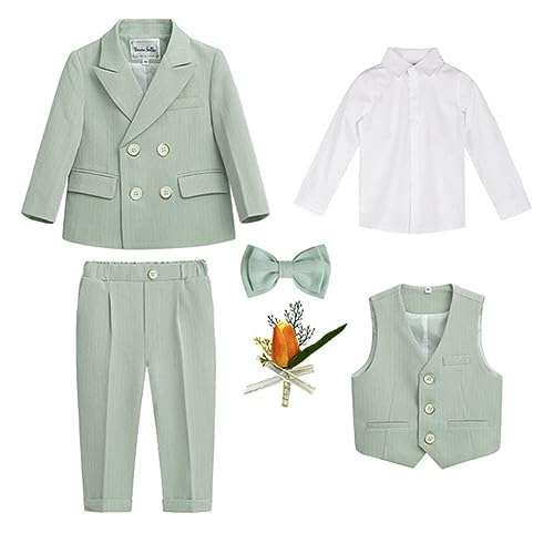 YAOTT Gentleman-Anzug Jungen Britischer Stil Smoking-Blazer Hochzeit Taufe Jacke Hose Formeller Anzug Kostümpartykleidung Outfits-Set für Hochzeits-Abschlussball Grün6XMLCLX von YAOTT