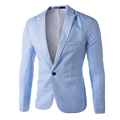 YAOTT Herren Anzugjacke Lange Ärmel Revers Einfarbig Modern Sakko Smoking Anzugjacke Slim Fit Dinnerjacke Party Elegantes Retro EIN Knopf Blazer,Blau2,XL von YAOTT