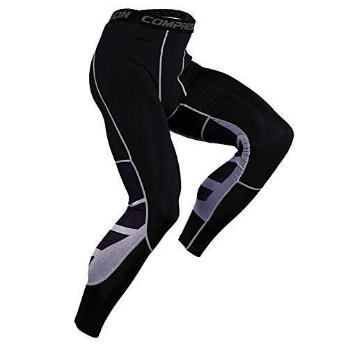 YAOTT Herren Kompressionshose Schnelltrocknende Laufhose Baselayer Long Tight Hose Sporthose Trainingshose für Laufen Wandern Radfahre Jogging Fitness Grau XL von YAOTT