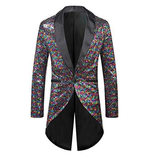 YAOTT Herren Nachtclub-Pailletten-Smoking-Anzug EIN Knopf Glänzende Paisley-Sakko Blazer-Anzugsjacke Hochzeit Party Dinner Prom Bling Glitter Mantel Smokingjacke Caise M von YAOTT