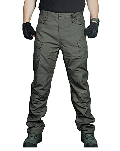 YAOTT Herren Outdoor Camping Bergsteigen Schneehose Tarnung Militärische Taktische Hose Lässige Retro Chinohose Cargo-Stretchhose Multi-Tasche Freizeithose Wanderhose Trekkinghose X7 ArmeeGrün 5XL von YAOTT