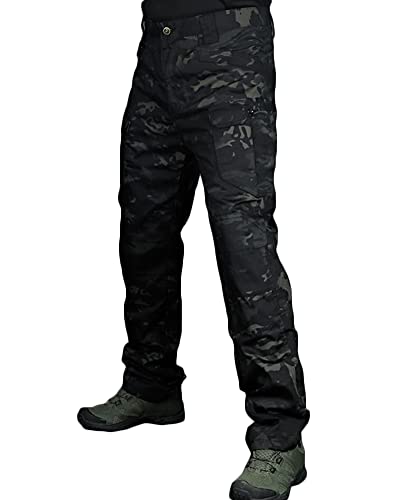 YAOTT Herren Outdoor Camping Bergsteigen Schneehose Tarnung Militärische Taktische Hose Lässige Retro Chinohose Cargo-Stretchhose Multi-Tasche Freizeithose Wanderhose Trekkinghose X7D-Tarnung 5XL von YAOTT