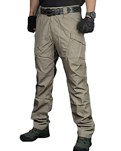 YAOTT Herren Outdoor Camping Bergsteigen Schneehose Tarnung Militärische Taktische Hose Lässige Retro Chinohose Cargo-Stretchhose Multi-Tasche Freizeithose Wanderhose Trekkinghose X9 Khaki 6XL von YAOTT