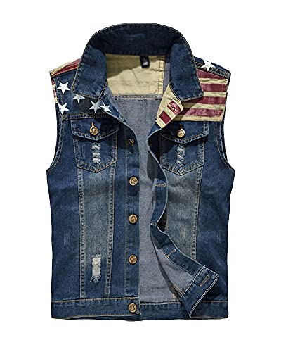 YAOTT Herren Plus Size Lässige Jeansweste aus Denim Zerrissene Destroyed Biker Weste Cowboy Ärmellose Jacken Oberteile Gilets Freizeit Jeansjacke mit Patches 4XL YAOTT Herren Plus Size Lässige Jeansweste aus Denim Zerrissene Destroyed Biker Weste Cowboy Ärmellose Jacken Oberteile Gilets Freizeit Jeansjacke mit Patches 4XL von YAOTT