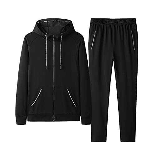 YAOTT Herren Trainingsanzug Sweatjacke und Trainingshose Fitness Jogginganzug mit Reißverschluss Männer Sportanzug Übergröße Freizeitanzug Zweiteilige Kapuzenpullover+Sporthose Sportbekleidung von YAOTT