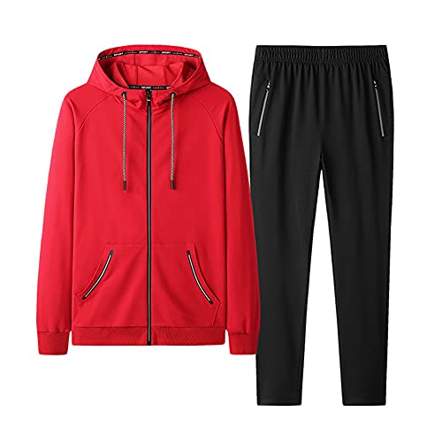 YAOTT Herren Trainingsanzug Sweatjacke und Trainingshose Fitness Jogginganzug mit Reißverschluss Männer Sportanzug Übergröße Freizeitanzug Zweiteilige Kapuzenpullover+Sporthose Sportbekleidung von YAOTT