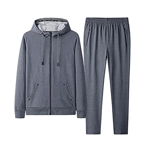 YAOTT Herren Trainingsanzug Sweatjacke und Trainingshose Fitness Jogginganzug mit Reißverschluss Männer Sportanzug Übergröße Freizeitanzug Zweiteilige Kapuzenpullover+Sporthose Sportbekleidung von YAOTT